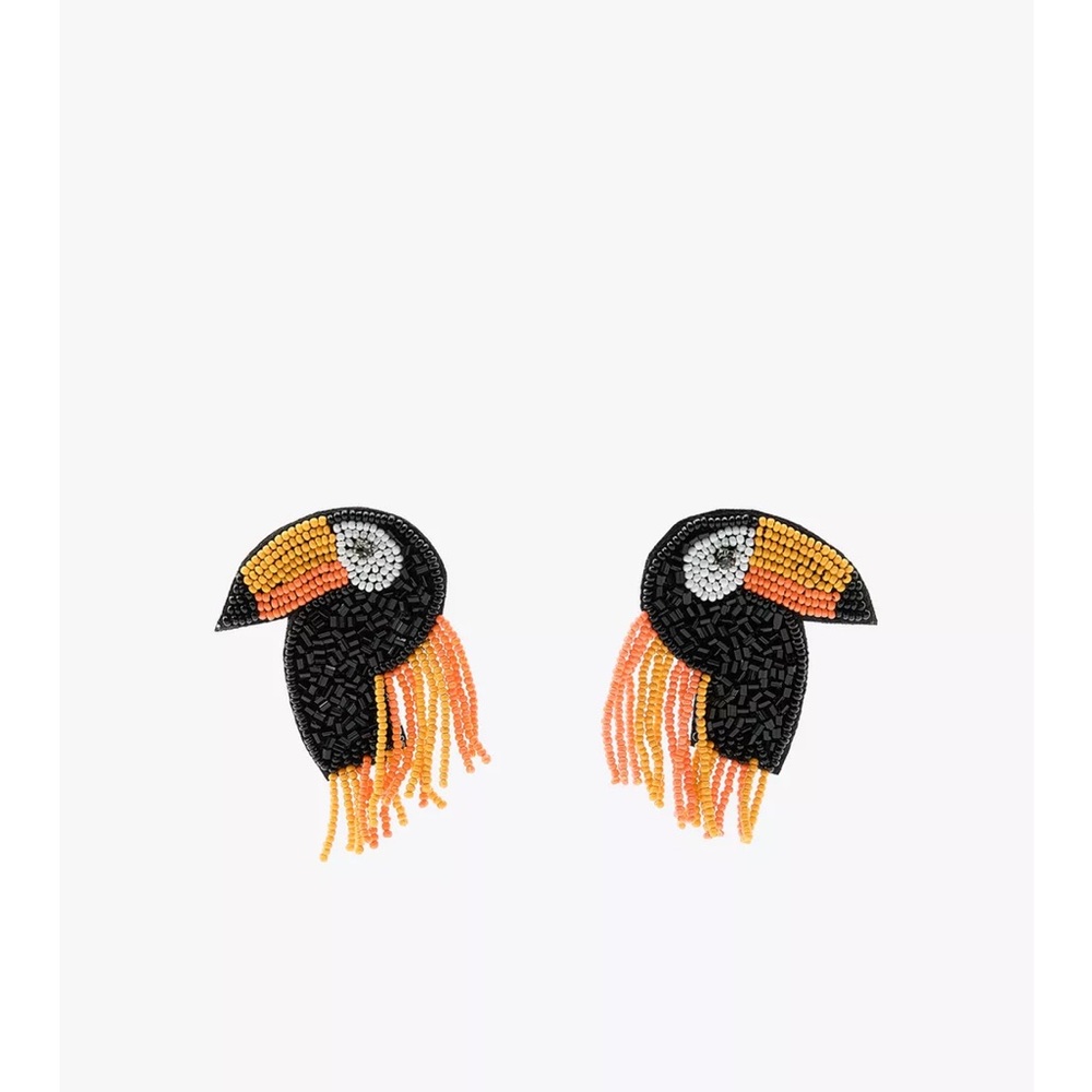 Zara Black and Orange Beaded Toucan earrings